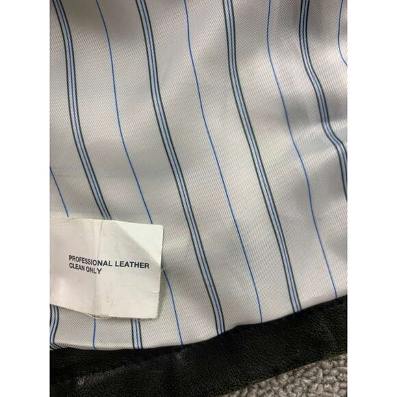 Vintage GAP Leather Jacket Women XL Black Utility Biker Safari Belted Pockets - Picture 5 of 9